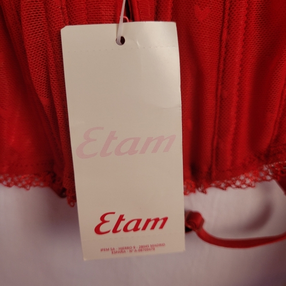ETAM RED CORSET BUSTIER MERRY WIDOW LINGERE, SIZE 32B, NEW - Picture 9 of 10